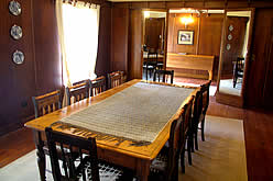 Wood panelled dining room