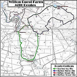Map of Mountain Biking routes on Wilton Guest Farm.  (copyright Andrew Hugo)